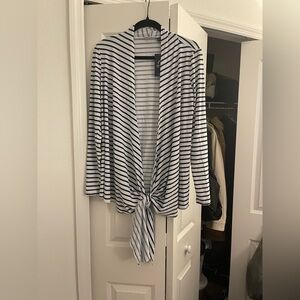 NWT Cabana Life Navy and White Striped Cardigan UPF 50